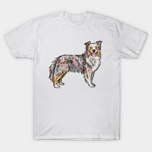 Australian Shepherd Dog | Red Merle | Rose Ears T-Shirt